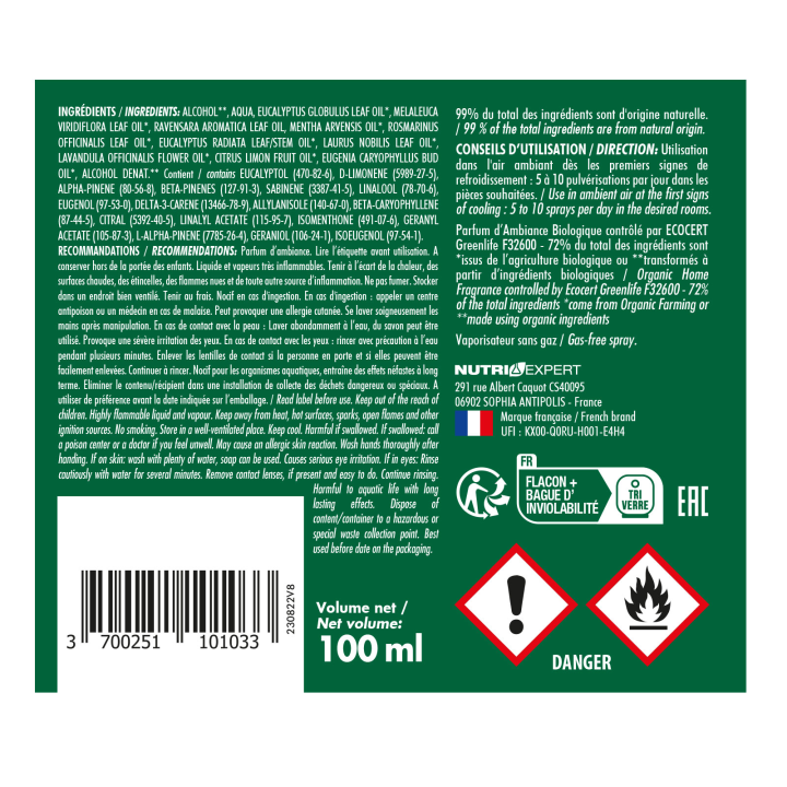 BRUME D'AMBIANCE CONTROLEE BIO