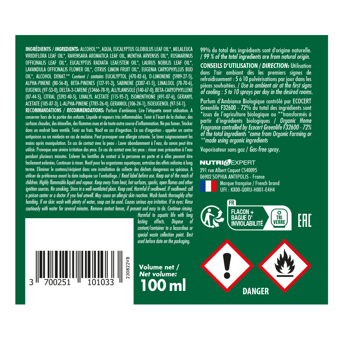 BRUME D'AMBIANCE CONTROLEE BIO