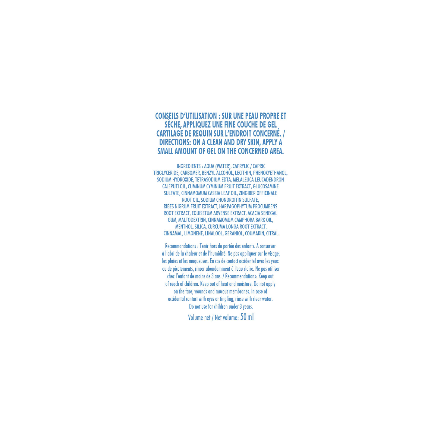 GEL CARTILAGE DE REQUIN - Apaise douleurs articulaires et musculaires