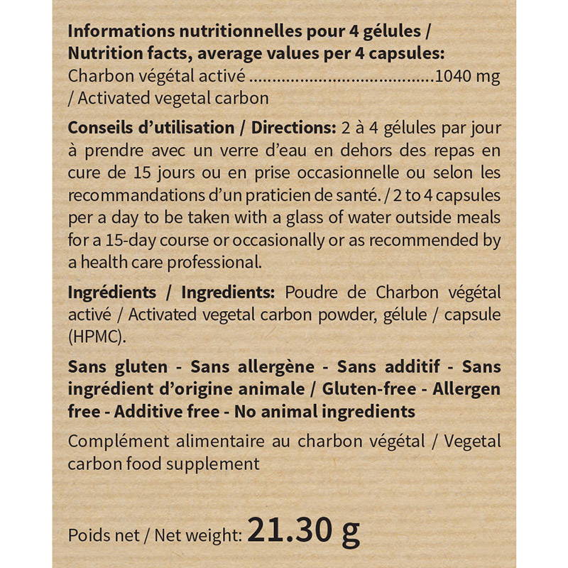 CHARBON VEGETAL ACTIVE : Confort digestif - Ballonnements CHARBON VEGETAL ACTIVE : Confort digestif - Ballonnements