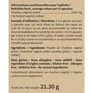 CHARBON VEGETAL ACTIVE : Confort digestif - Ballonnements CHARBON VEGETAL ACTIVE : Confort digestif - Ballonnements