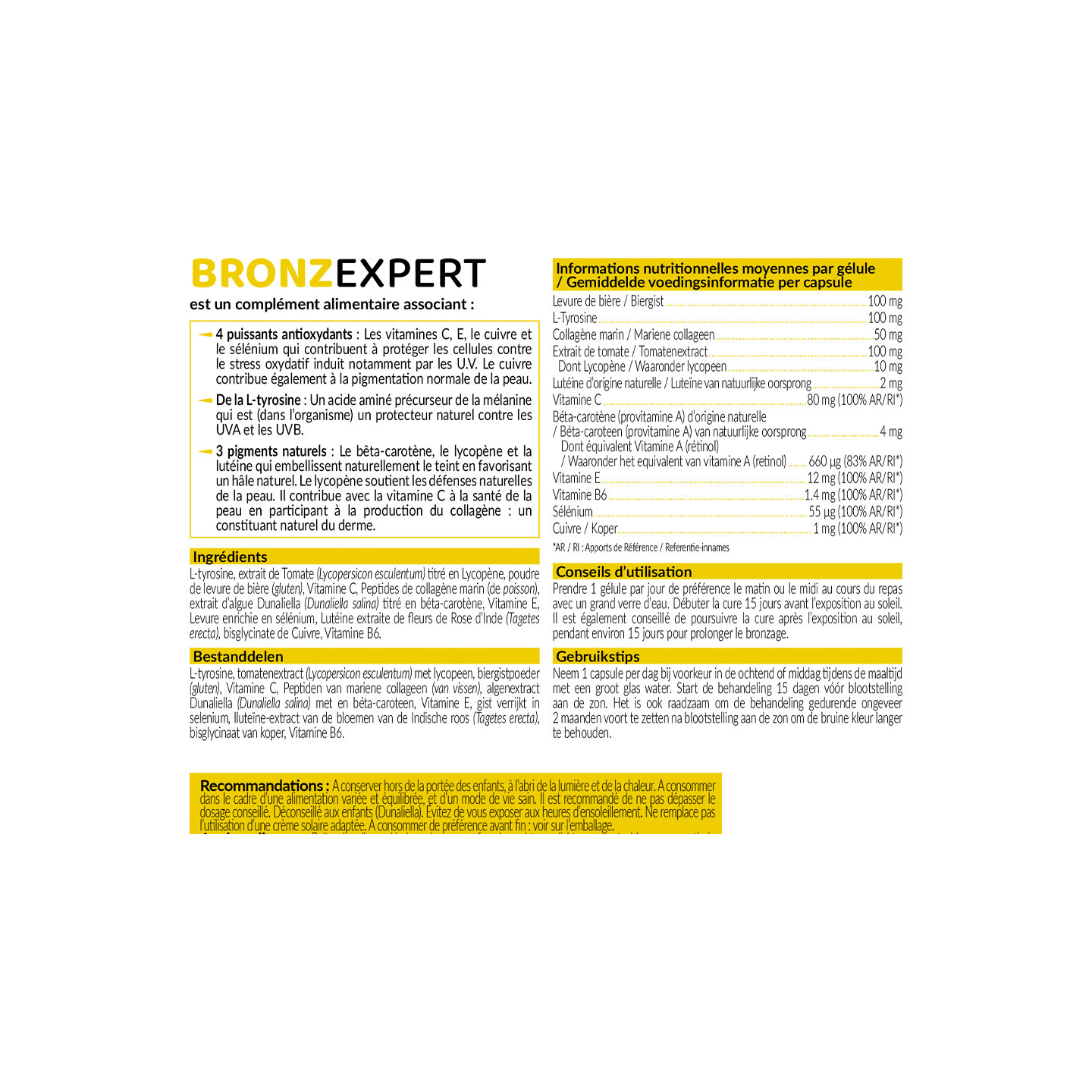 BRONZEXPERT [AUTOBRONZANT] - Boîte de 30 gélules végétales