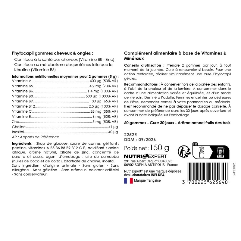 Phytocapil Gommes Cheveux & Ongles Phytocapil Gommes Cheveux & Ongles