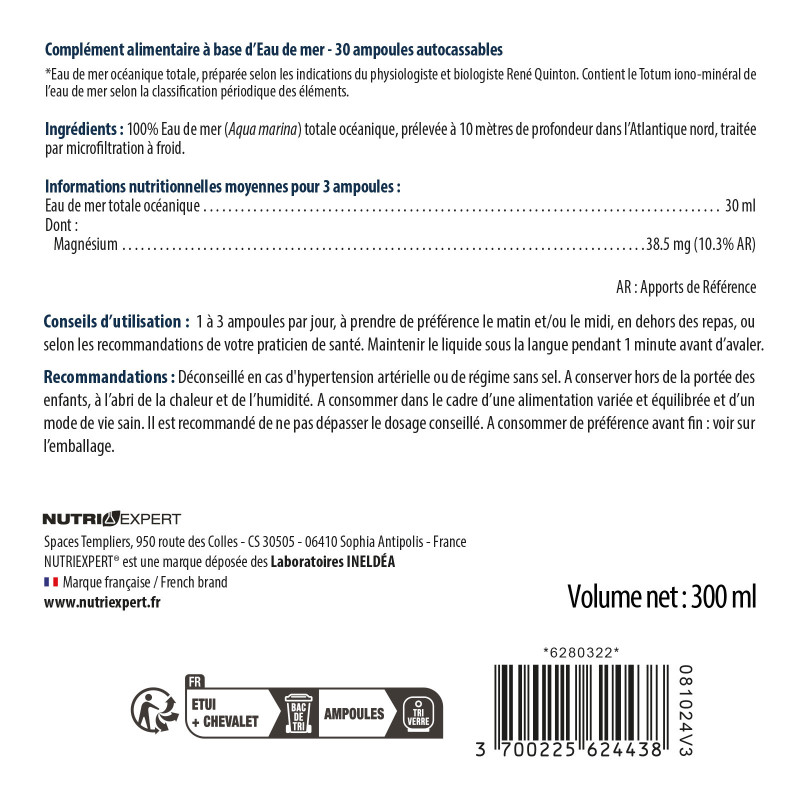 PLASMA MARIN HYPERTONIC - Etui de 30 ampoules PLASMA MARIN HYPERTONIC - Etui de 30 ampoules