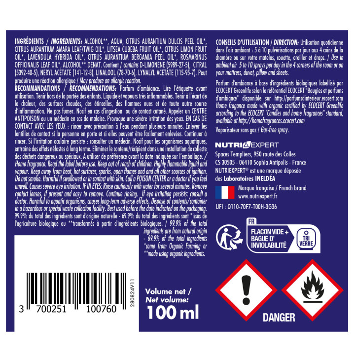 BRUME D'AMBIANCE CONTROLEE BIO