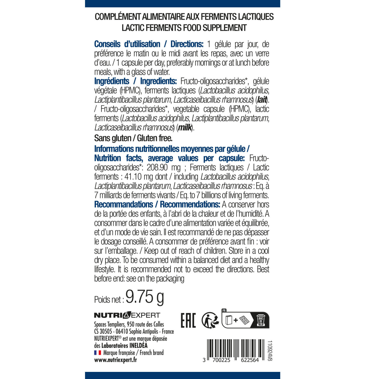 PROBIOTIQUES DYNAMISES - Pour une flore intestinale plus forte